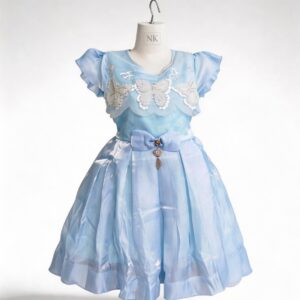 💙 Sky Blue Butterfly Princess Frock for Girls