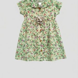 Mint Green Embroidered Collar Sleeveless Girls Frock